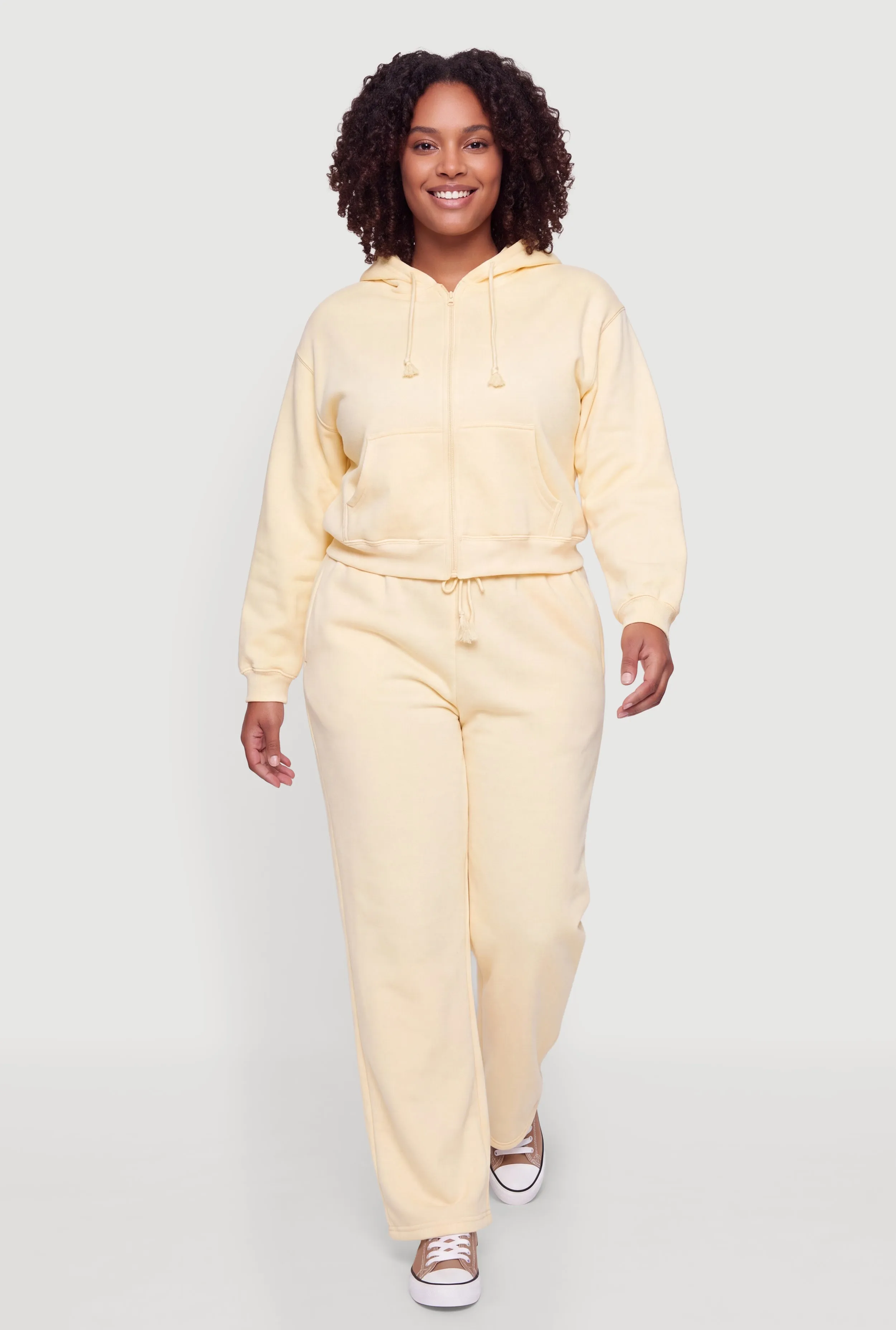 Plus Size Zip Front Drawstring Hooded Sweatshirt sold by Rainbow product image thumbnail 2