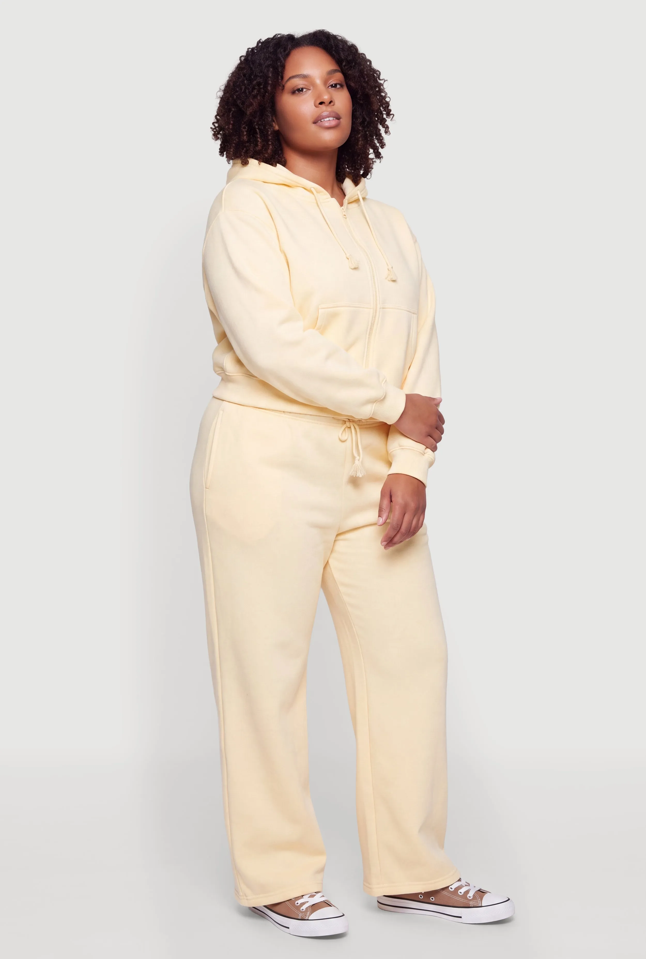 Plus Size Zip Front Drawstring Hooded Sweatshirt sold by Rainbow product image thumbnail 3