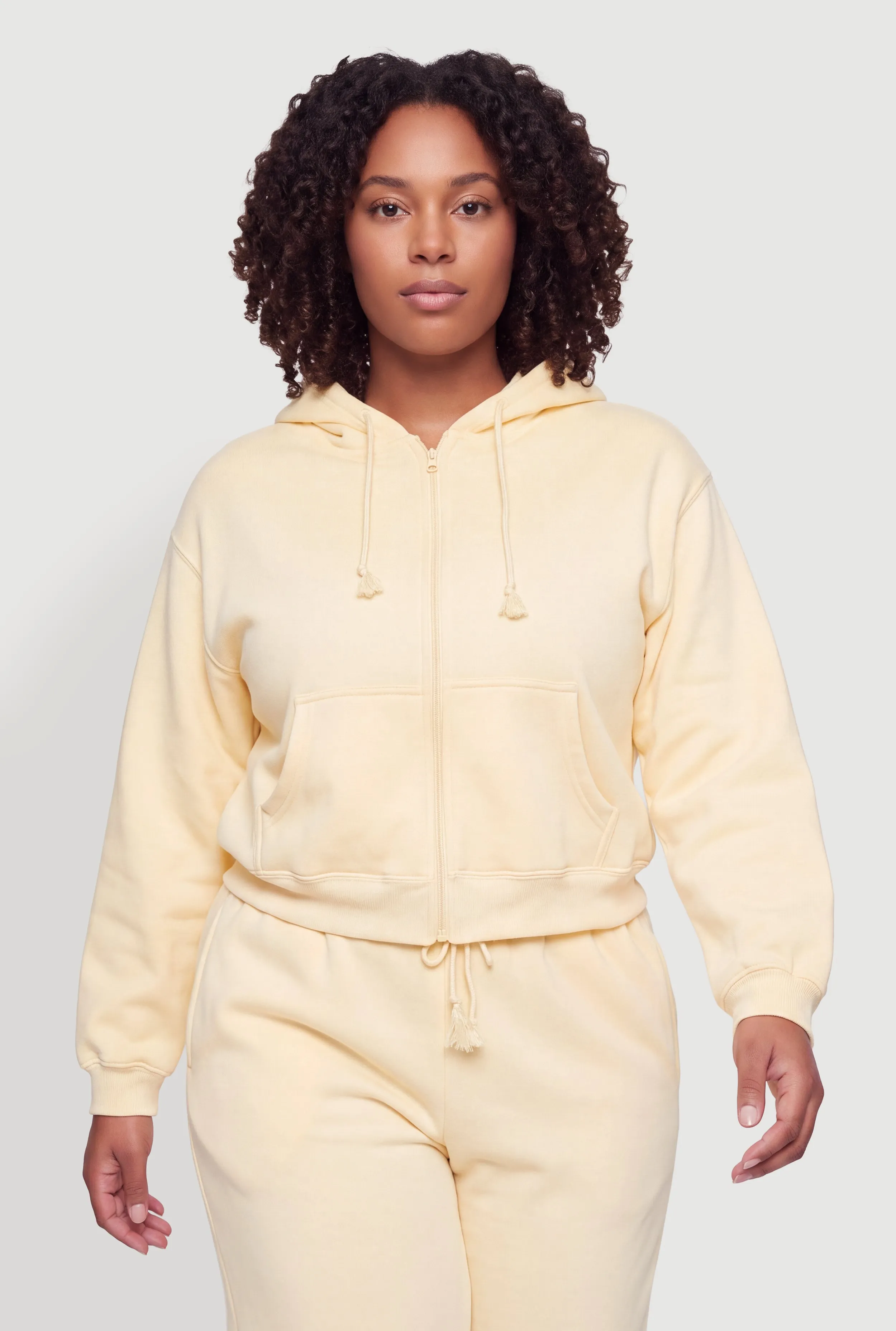 Plus Size Zip Front Drawstring Hooded Sweatshirt sold by Rainbow