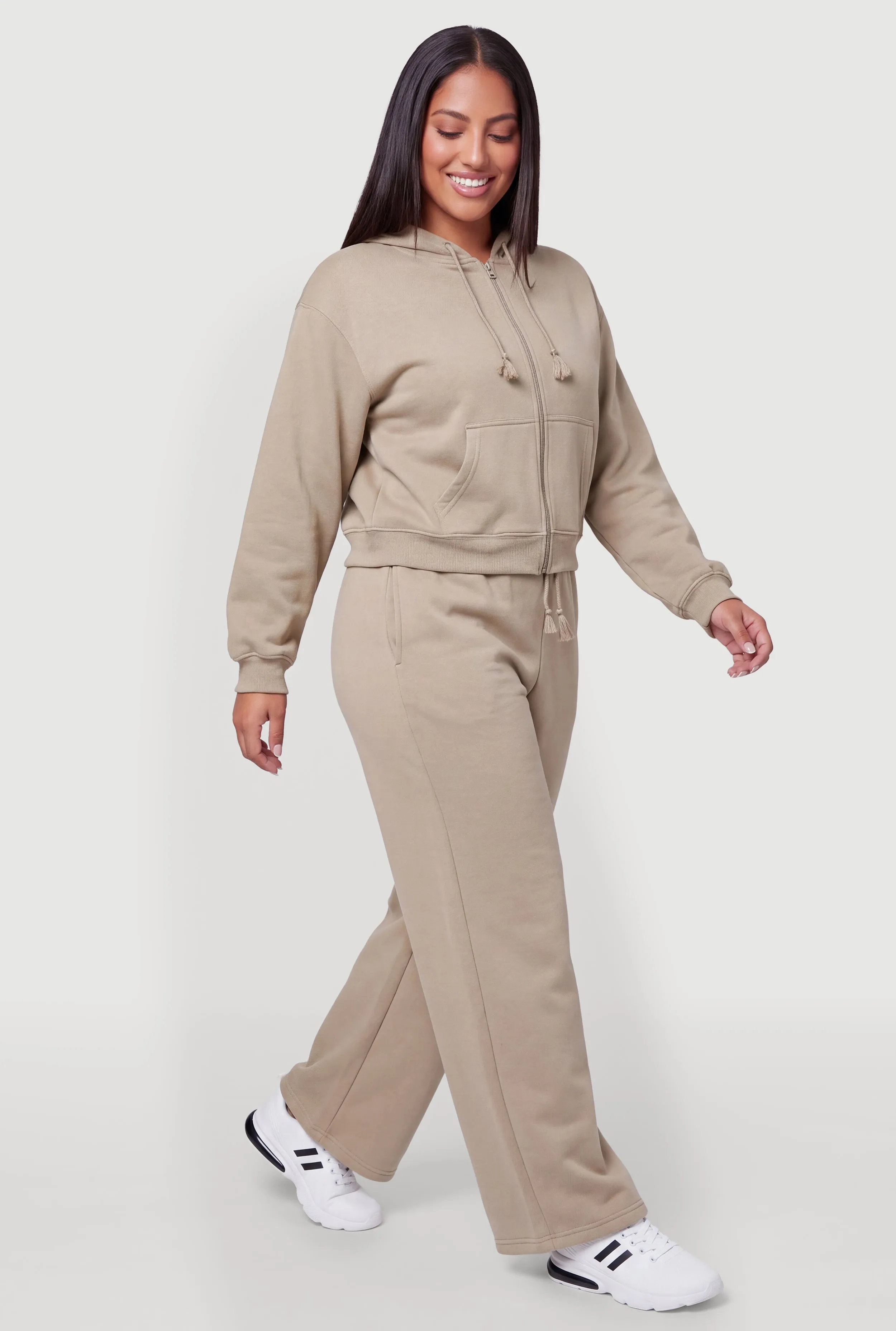 Plus Size Zip Front Drawstring Hooded Sweatshirt sold by Rainbow product image thumbnail 3