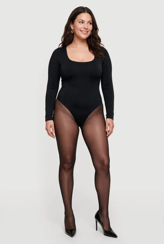 Plus Size Long Sleeve Scoop Neck Bodysuit made by Daisy