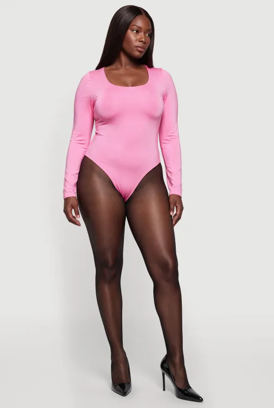 Plus Size Long Sleeve Scoop Neck Bodysuit made by Daisy