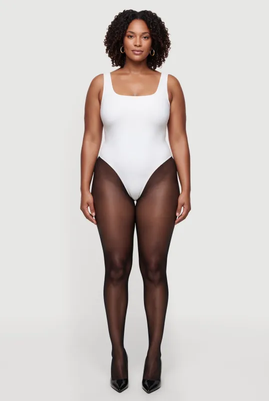 Plus Size Square Neck Sleeveless Bodysuit made by Rainbow