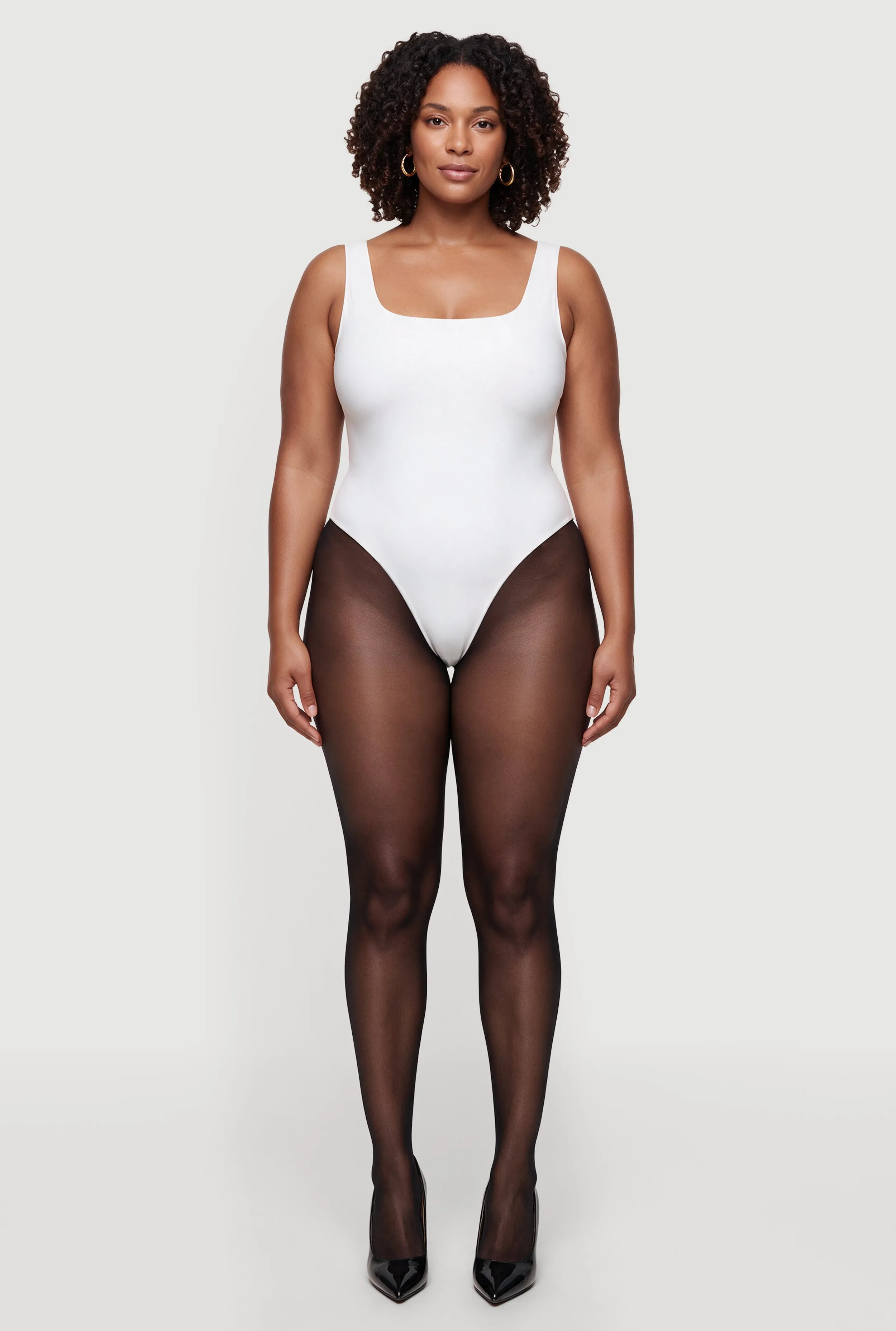 Plus Size Square Neck Sleeveless Bodysuit sold by Rainbow
