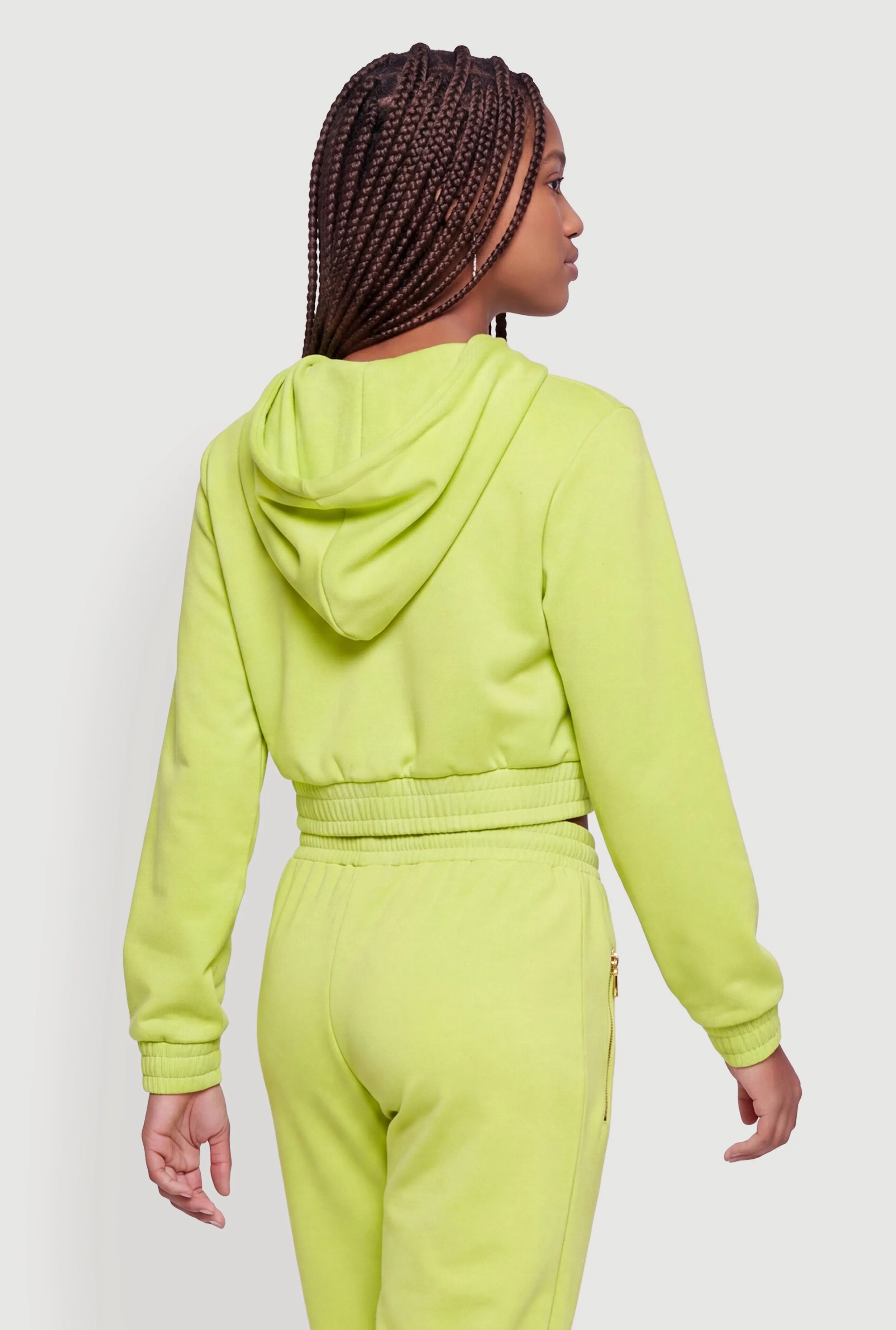 Cropped Zip Front Drawstring Hood Track Jacket sold by Rainbow product image thumbnail 5