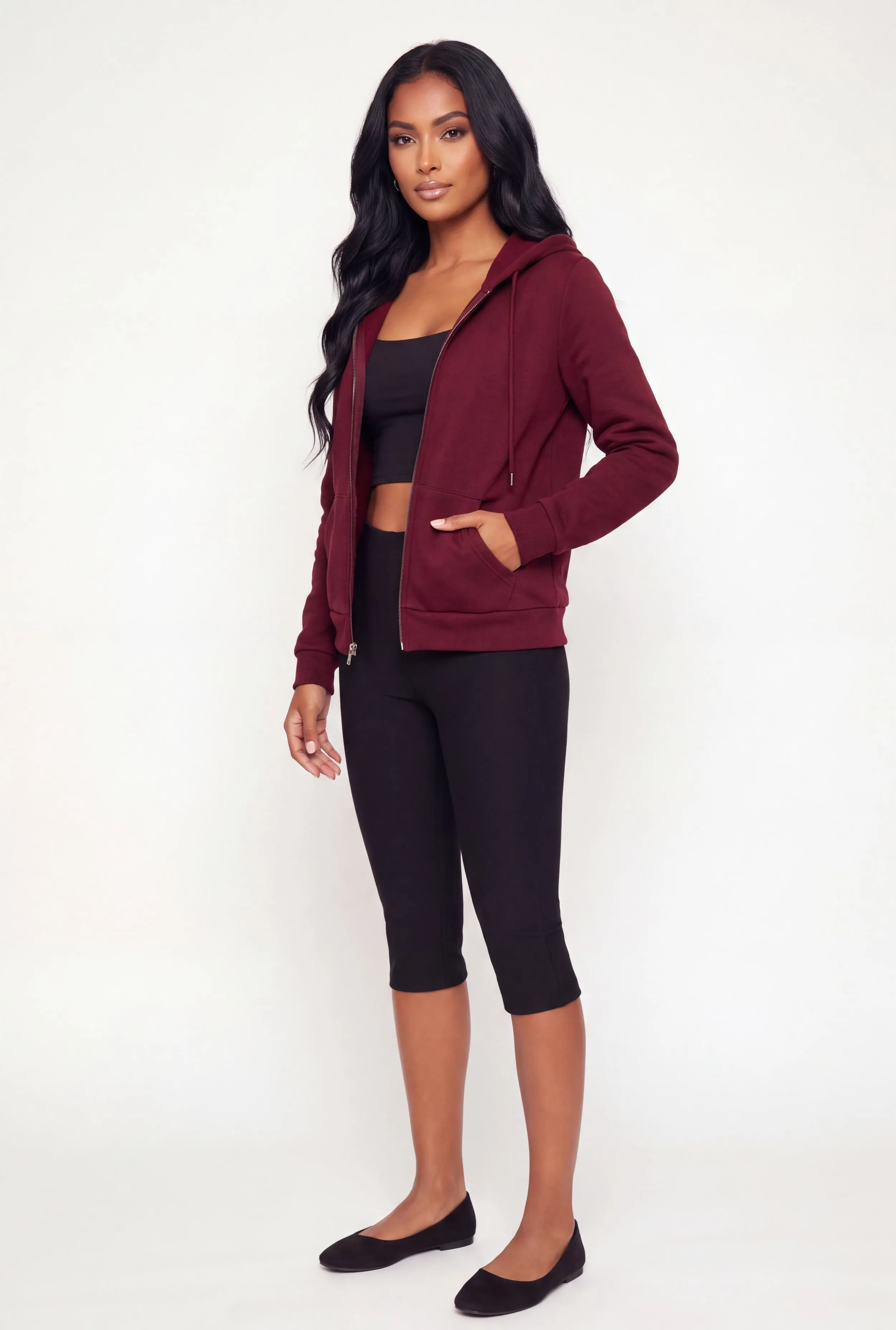 Fleece Long Sleeve Zip Front Hoodie sold by Rainbow product image thumbnail 3