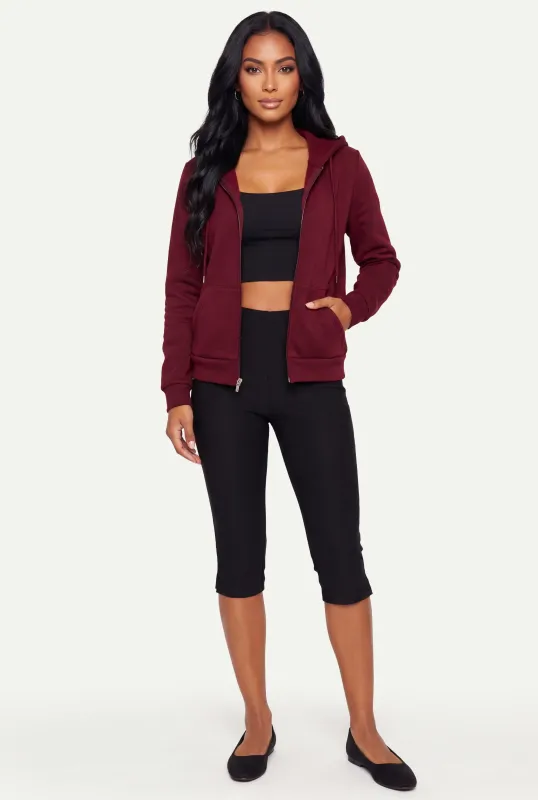 Fleece Long Sleeve Zip Front Hoodie made by Ambiance