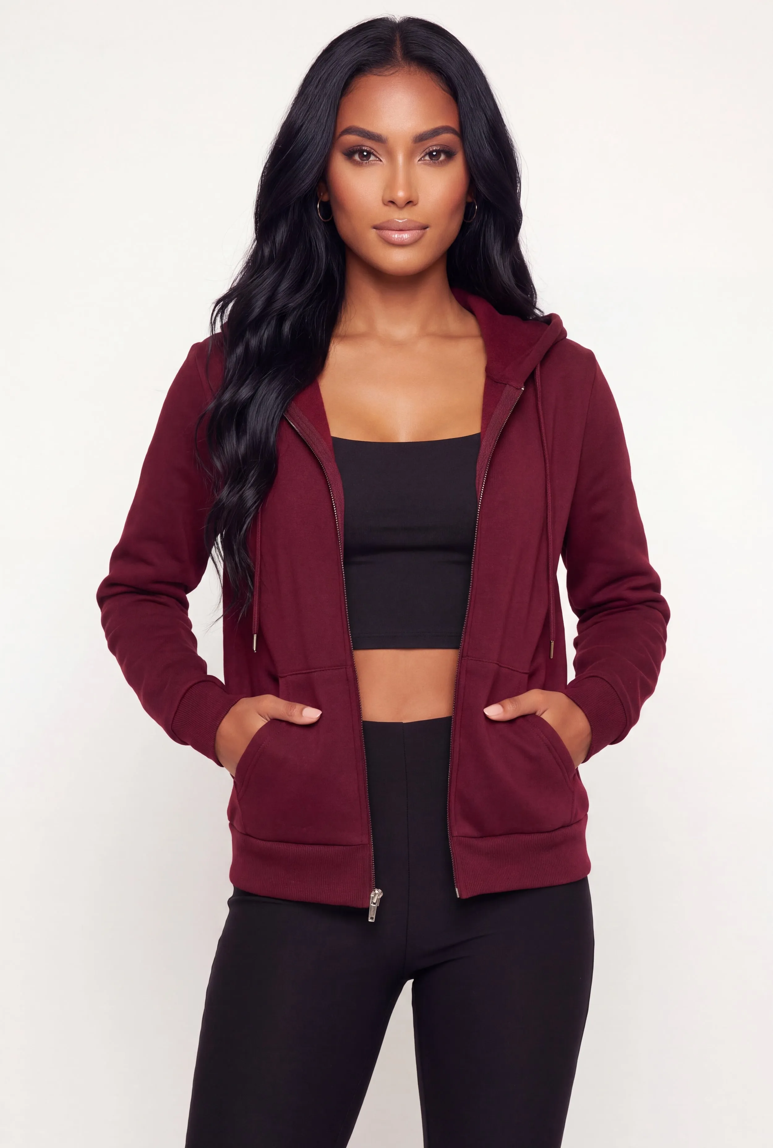 Fleece Long Sleeve Zip Front Hoodie sold by Rainbow product image thumbnail 2