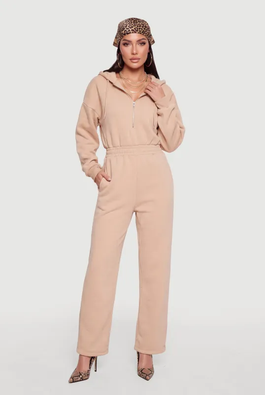 Fleece Half Zip Hooded Jumpsuit made by Ambiance