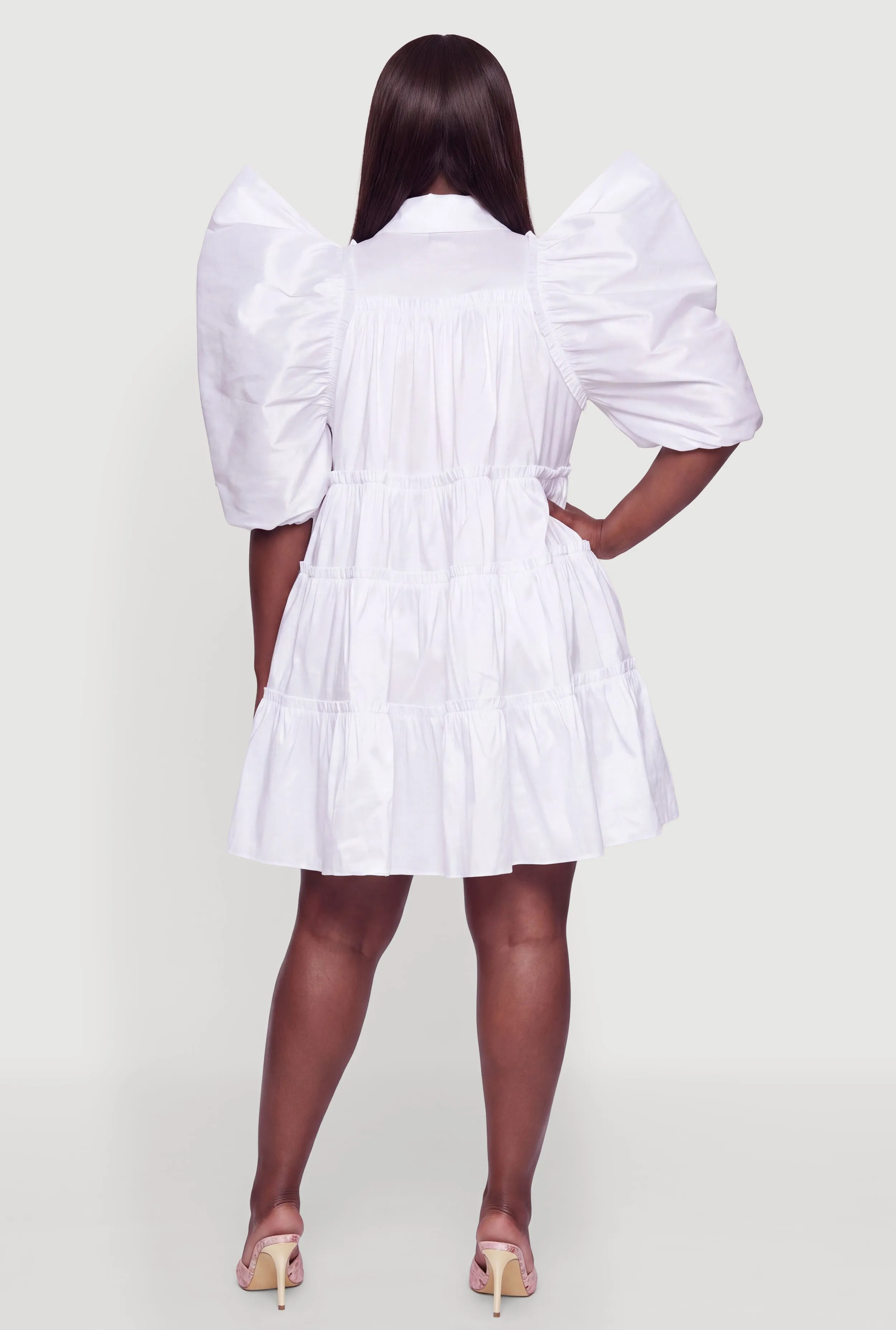 Plus Size Flutter Sleeve Tiered Mini Dress sold by Rainbow product image thumbnail 3