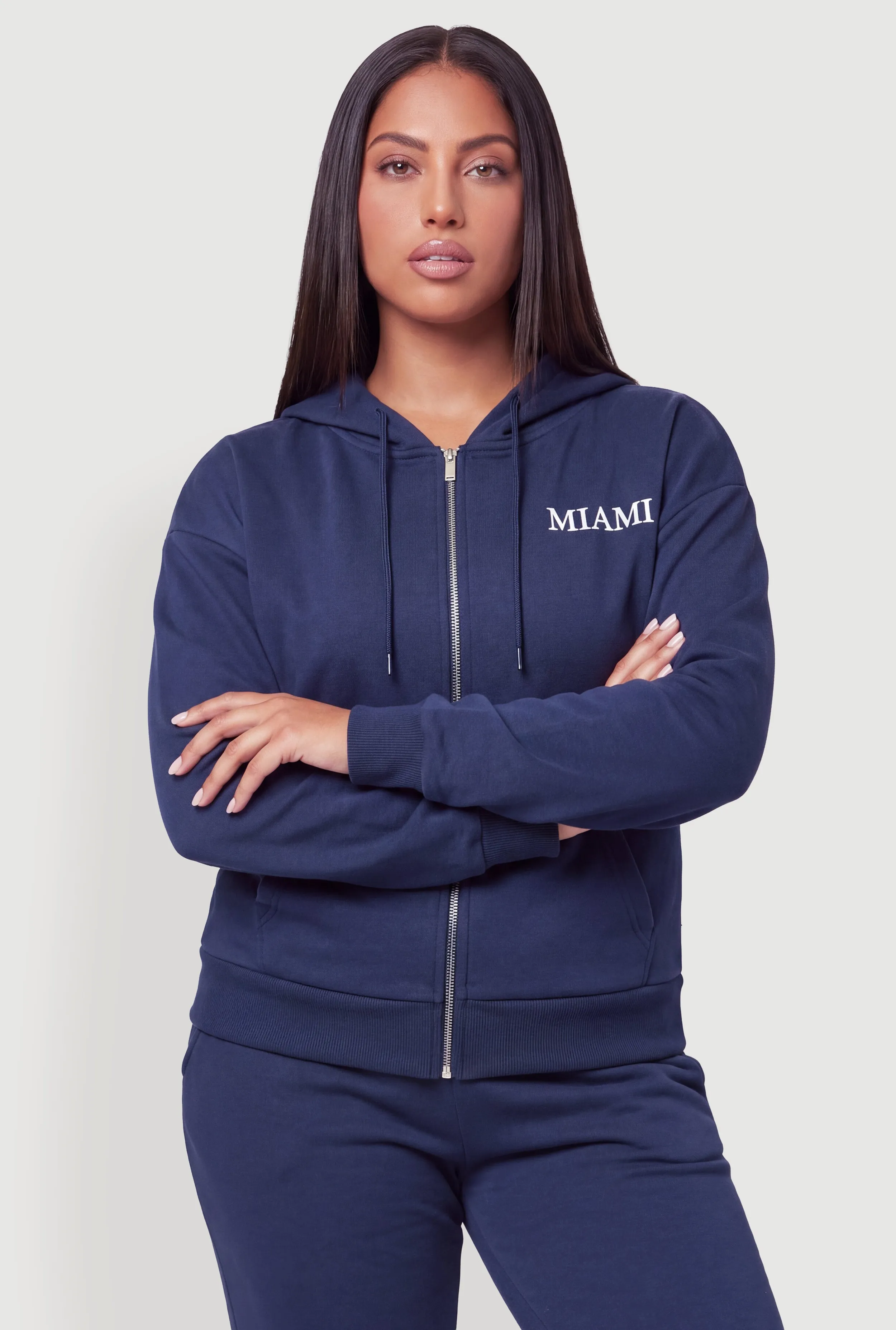Plus Size Miami Zip Hooded Sweatshirt sold by Rainbow product image thumbnail 5
