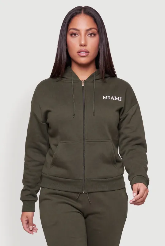 Plus Size Miami Zip Hooded Sweatshirt made by Rainbow