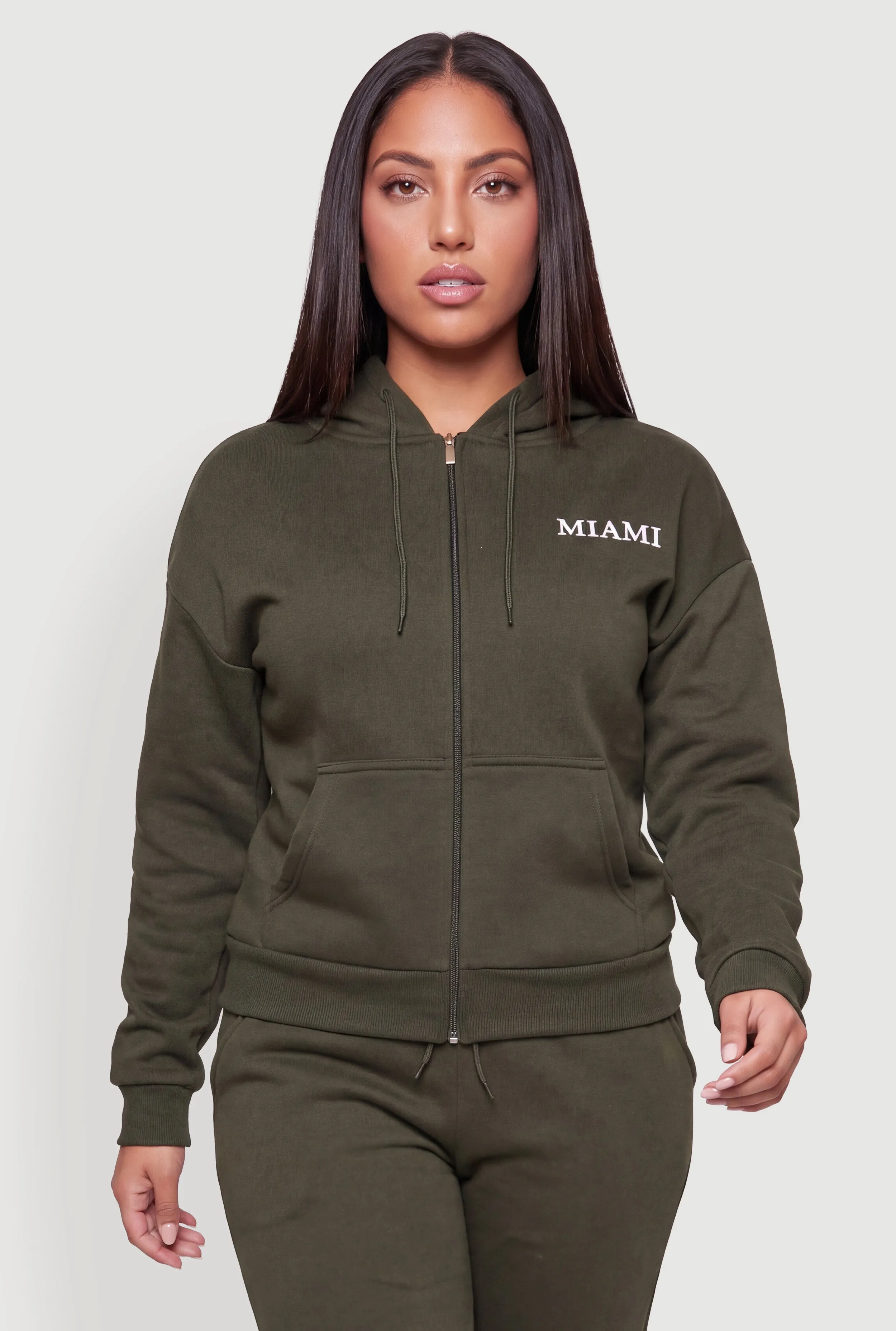 Plus Size Miami Zip Hooded Sweatshirt sold by Rainbow