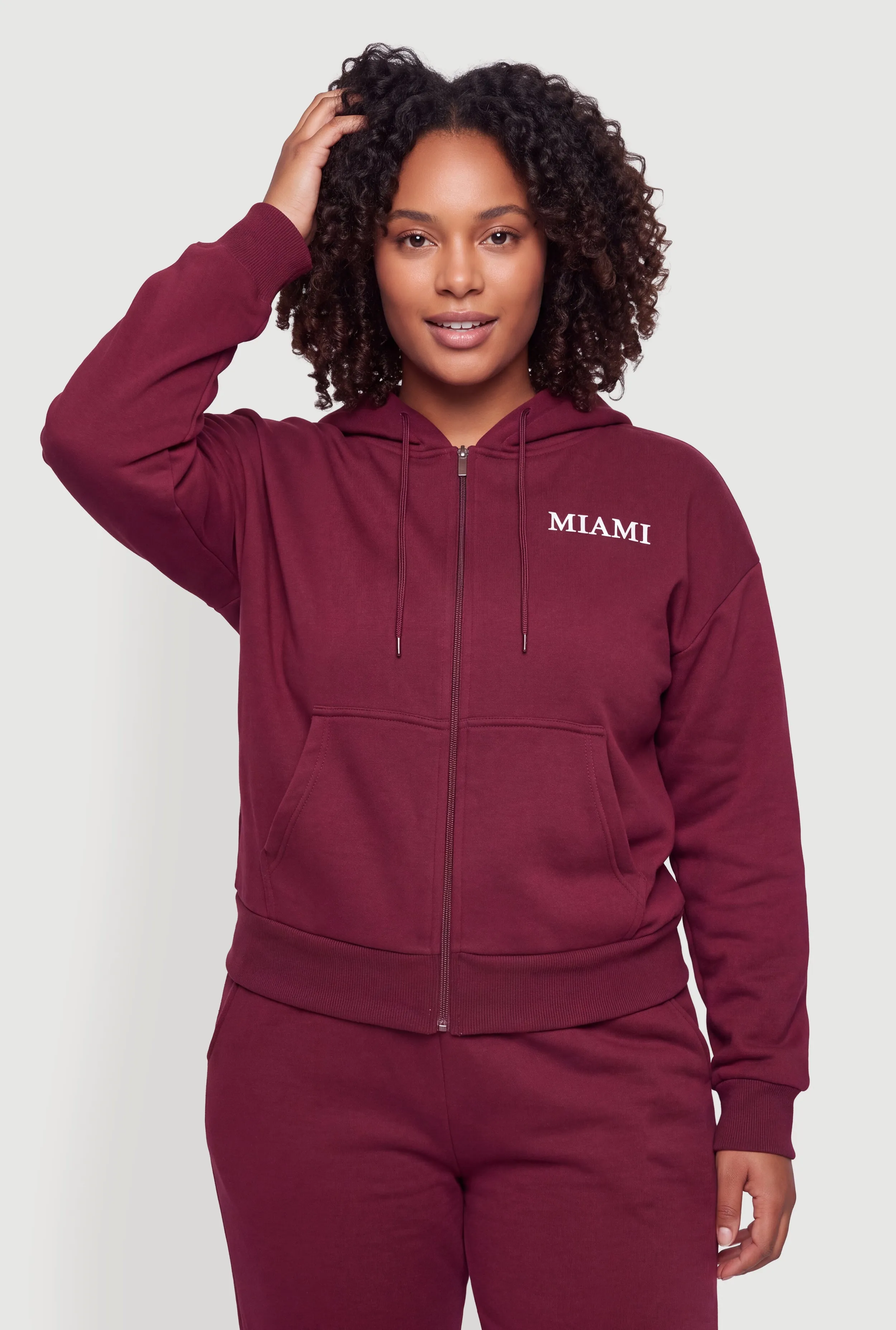 Plus Size Miami Zip Hooded Sweatshirt sold by Rainbow product image thumbnail 4