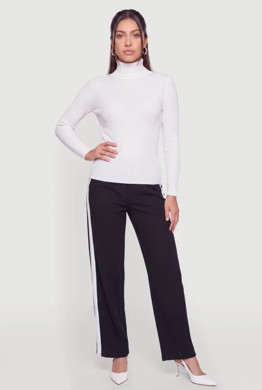 Contrast Side Stripe Straight Leg Pants made by Rainbow