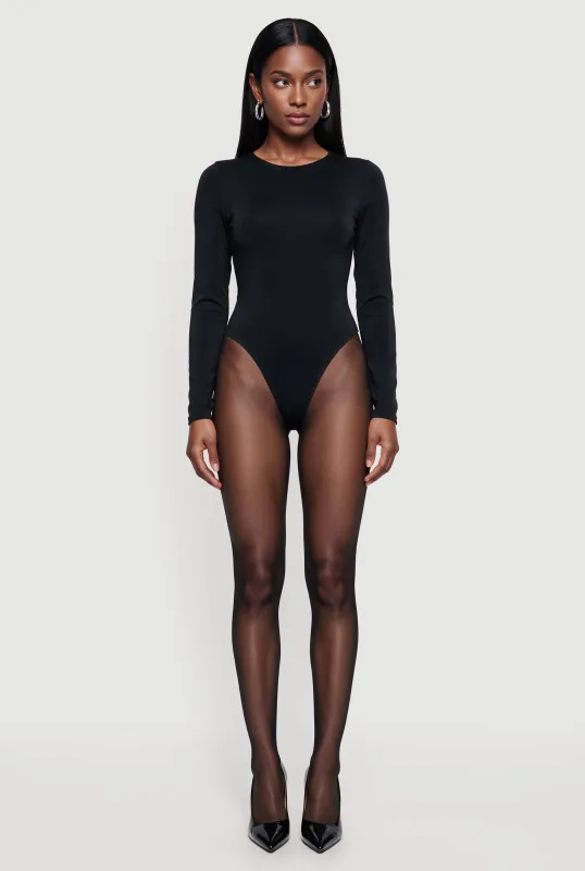 Long Sleeve Crew Neck Thong Bodysuit made by Rainbow