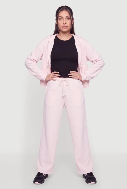 Fleece Lined Drawstring Waist Wide Leg Sweatpants made by Almost Famous