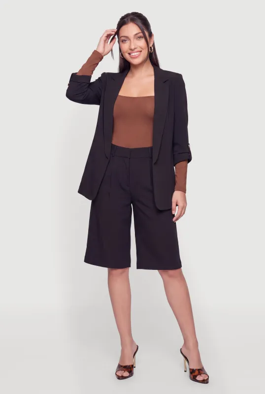 Crepe Knit Pleated Shorts made by Rainbow