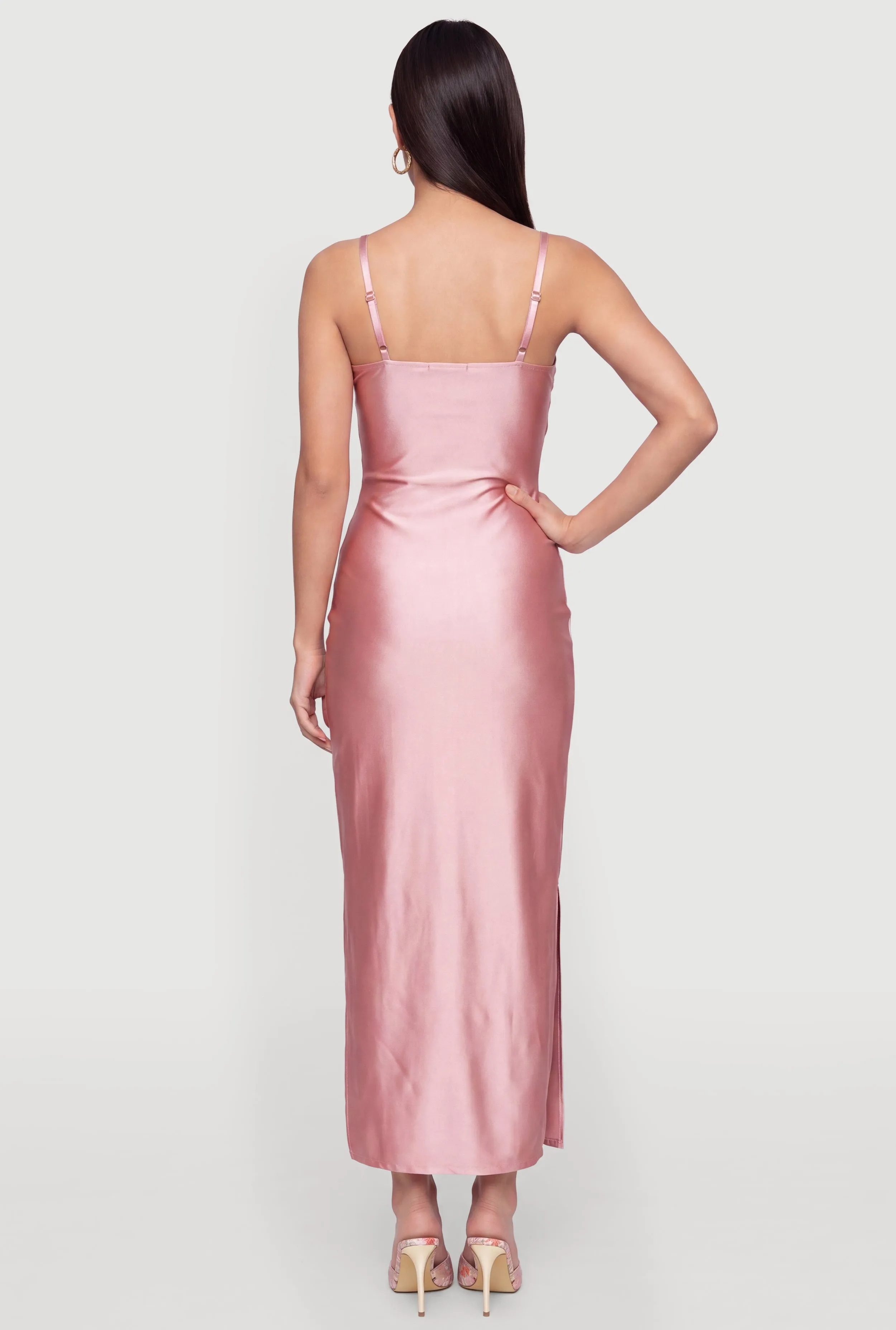 Metallic Detail Sleeveless Side Slit Maxi Dress sold by Rainbow product image thumbnail 3