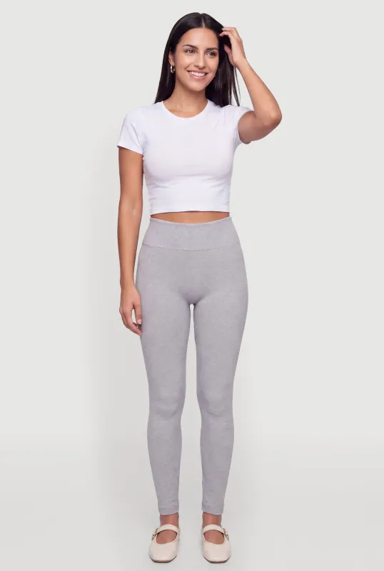Solid High Waist Fleece Lined Leggings made by Rainbow