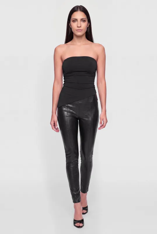 Crocodile Embossed Faux Leather Leggings made by Rainbow