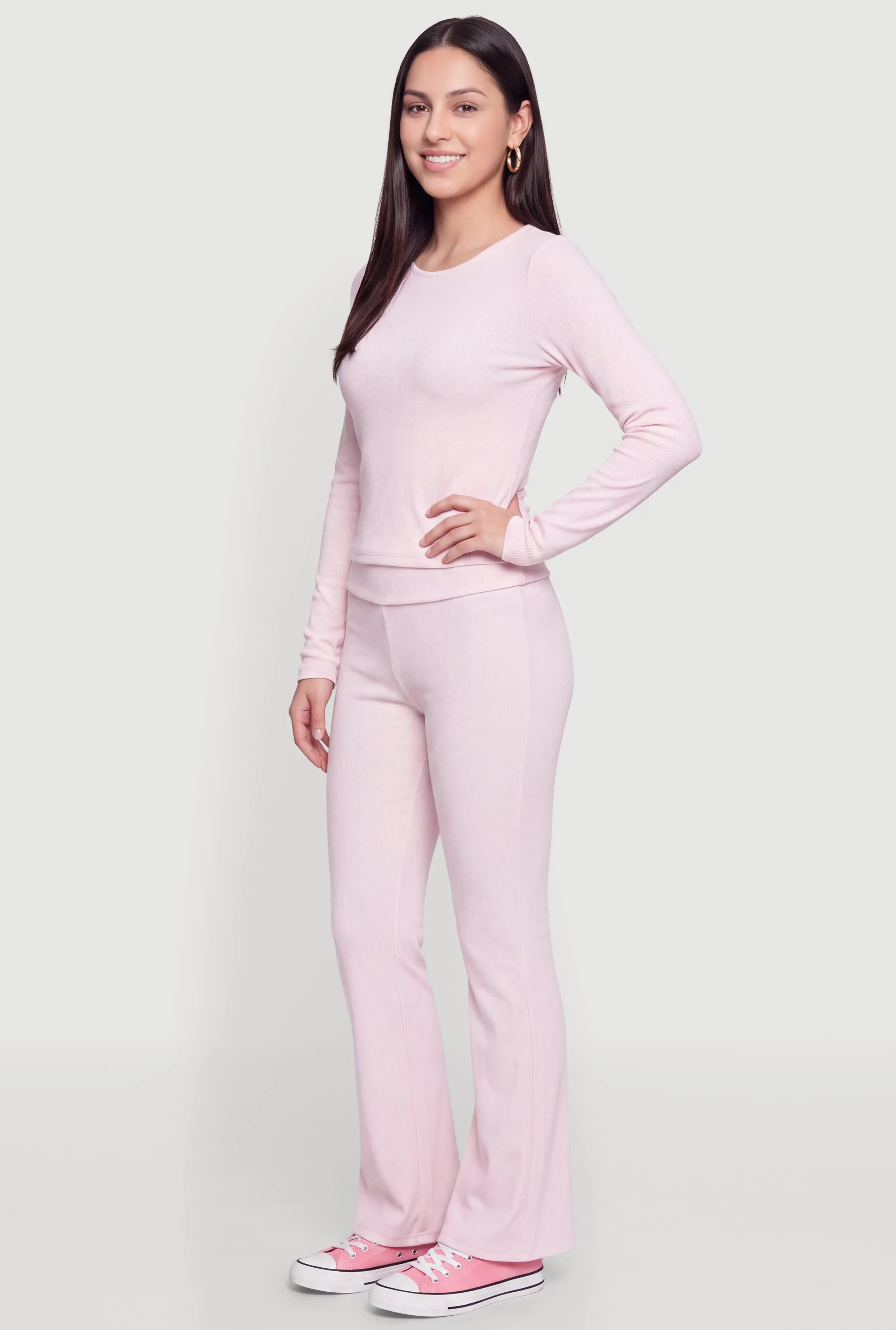 Ribbed Knit Basic Long Sleeve Top sold by Rainbow product image thumbnail 3