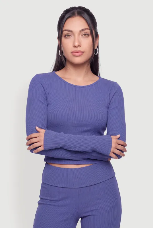 Ribbed Knit Basic Long Sleeve Top made by Rainbow