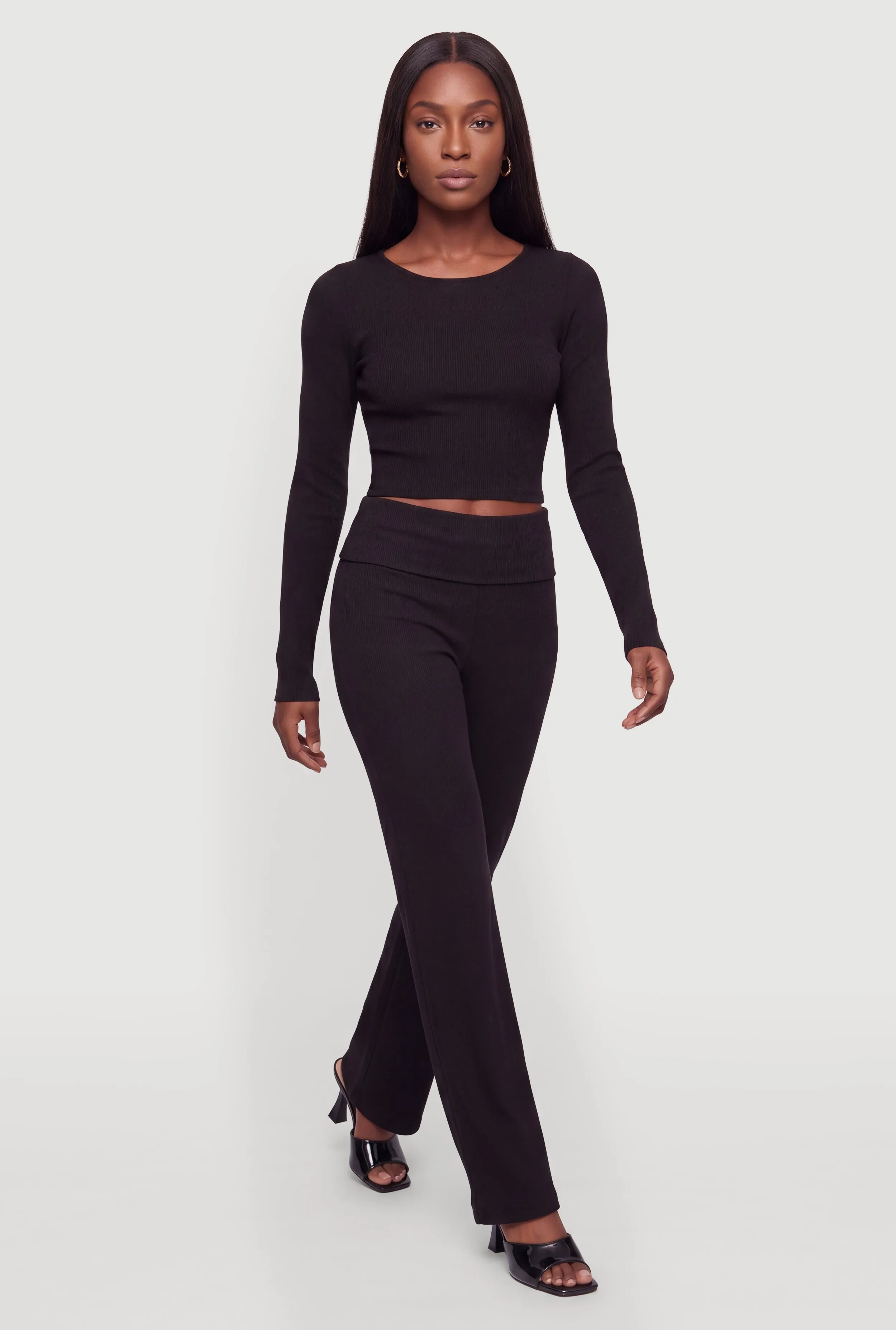 Ribbed Knit Basic Long Sleeve Top sold by Rainbow product image thumbnail 3