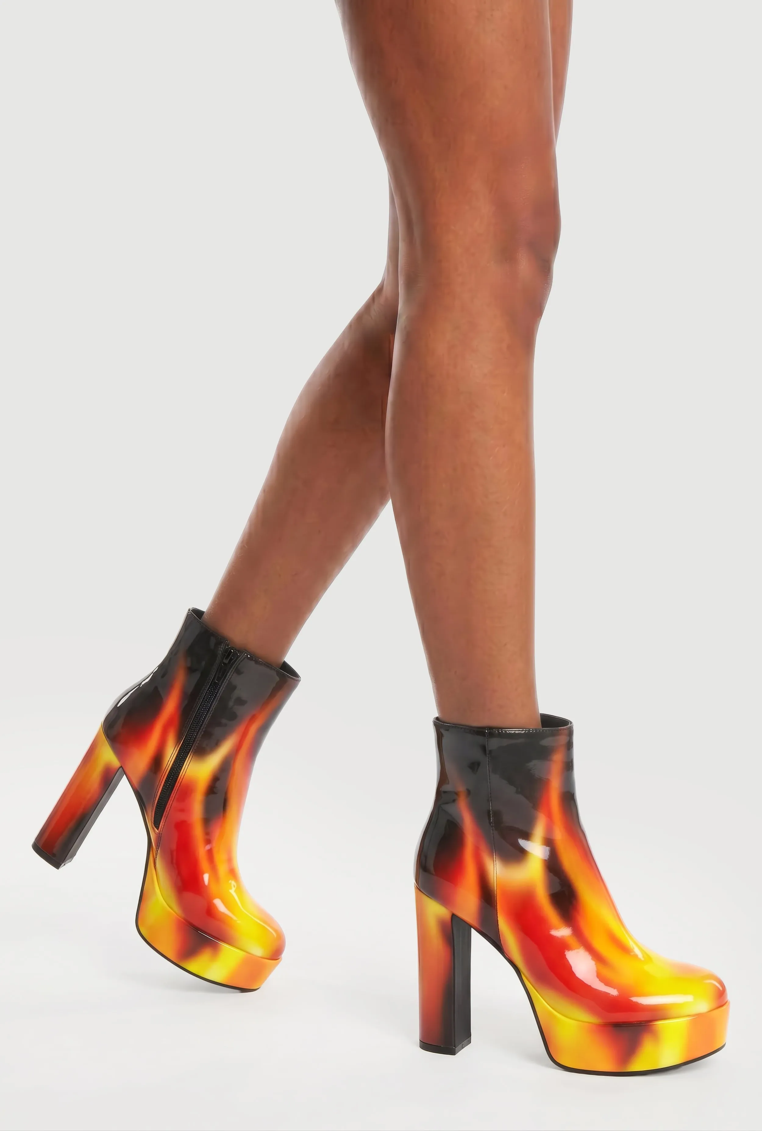 Block Heel Round Toe Ankle Boots with Side Zipper sold by Rainbow product image thumbnail 4