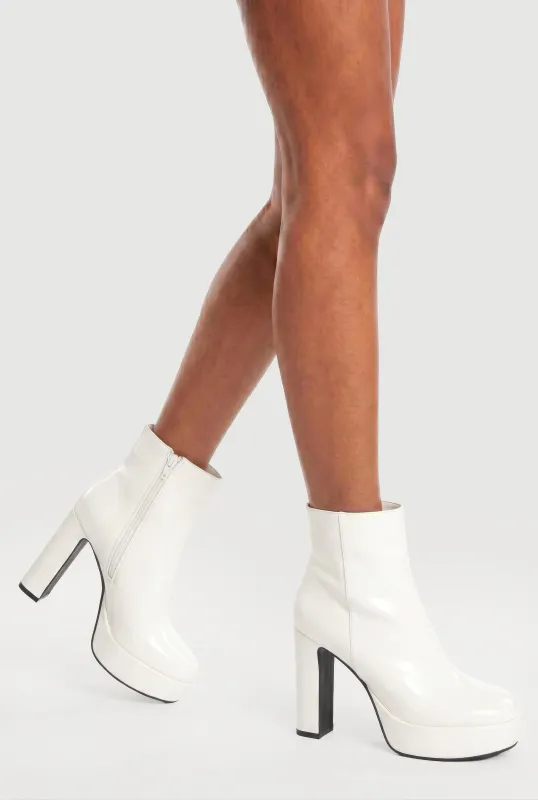 Block Heel Round Toe Ankle Boots with Side Zipper made by Rainbow