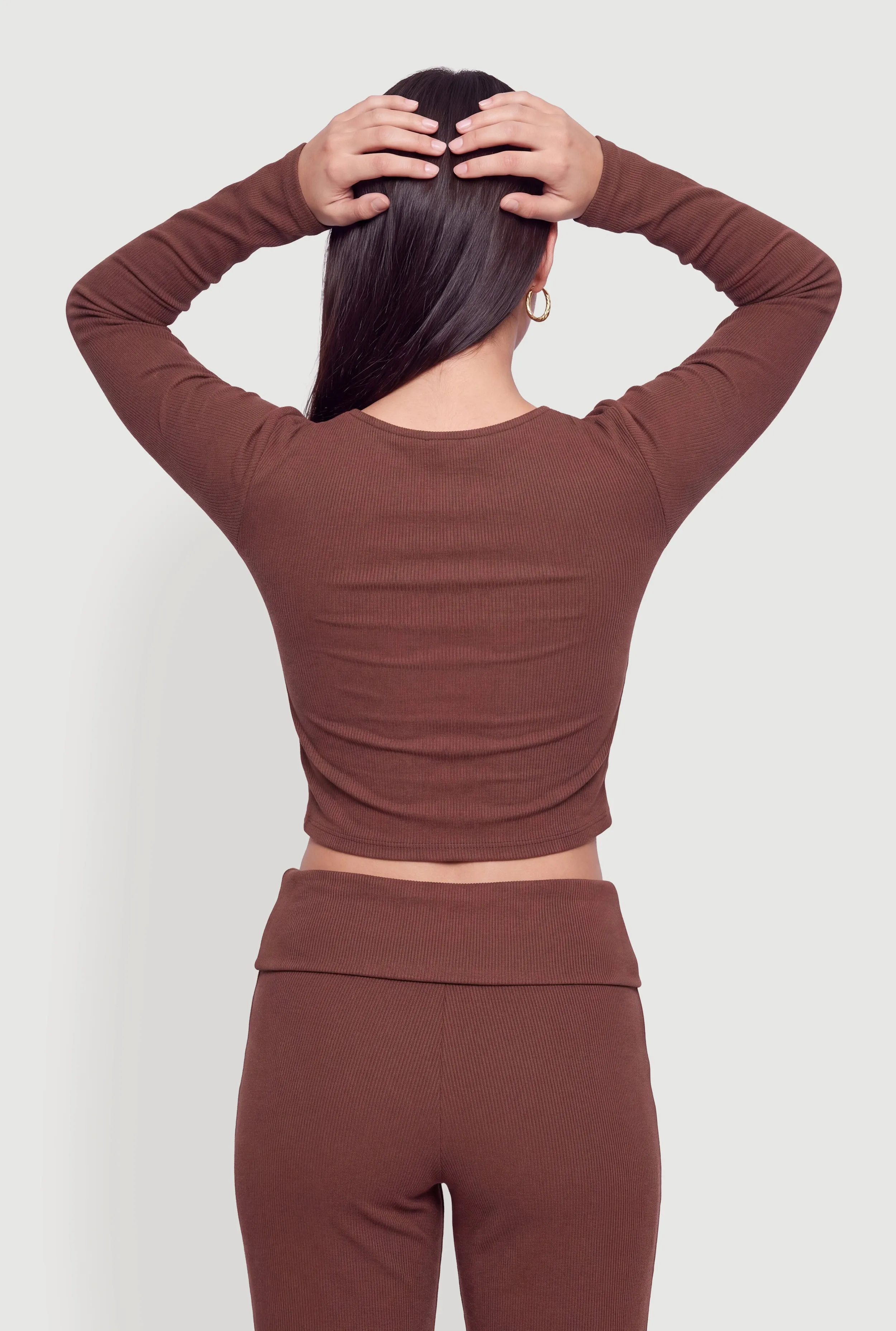 Ribbed Knit Basic Long Sleeve Top sold by Rainbow product image thumbnail 5