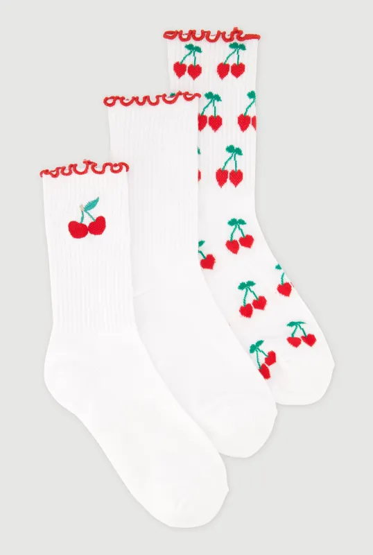 Lettuce Edge Cherry Print Socks made by Rainbow