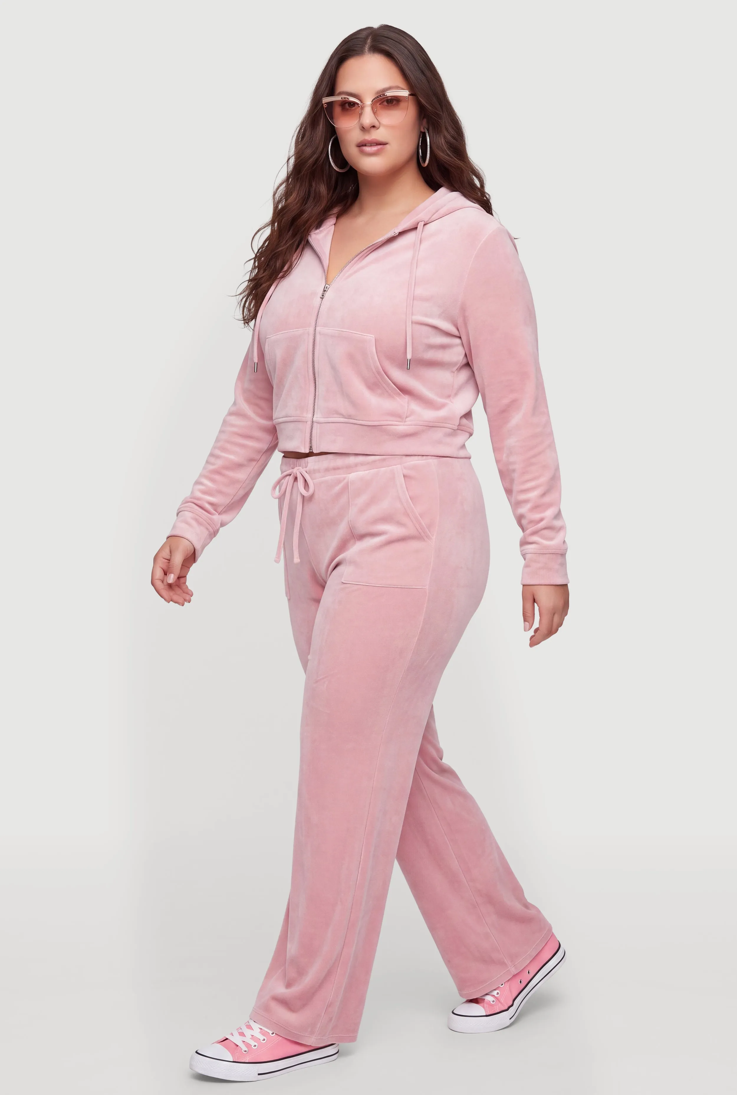 Plus Size Velour Zip Front Hoodie sold by Rainbow product image thumbnail 3
