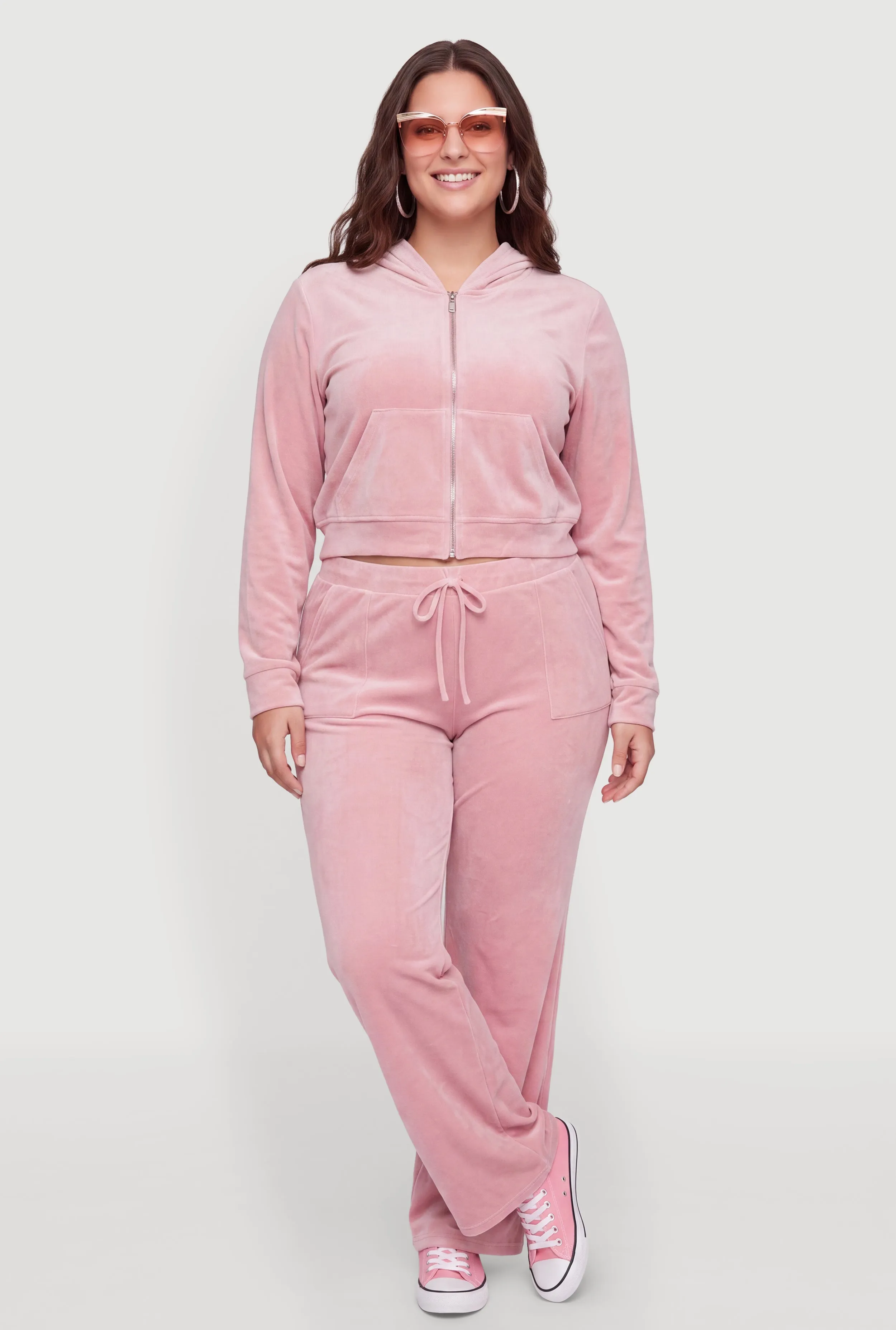Plus Size Velour Zip Front Hoodie sold by Rainbow product image thumbnail 2