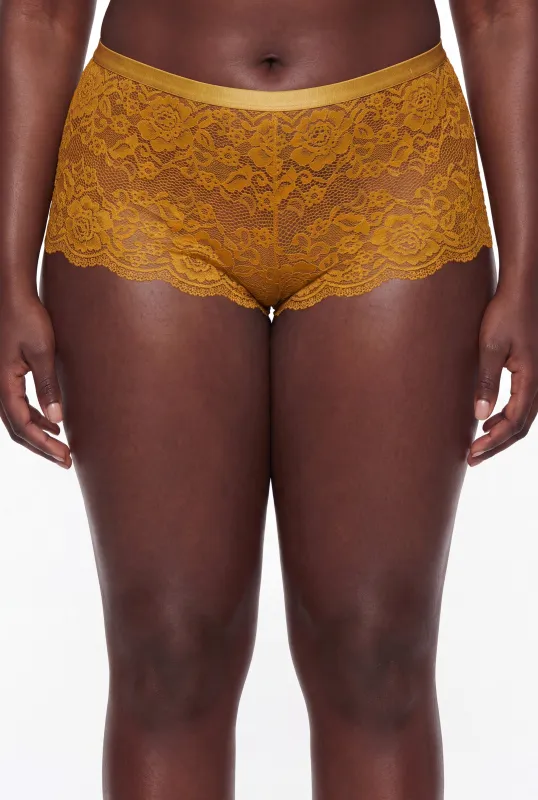 Plus Size Floral Lace Scalloped Hem Boyshort Panty made by Rainbow