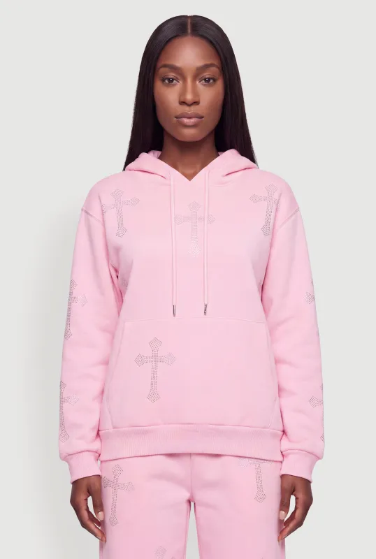 Rhinestone Cross Graphic Hoodie made by Rainbow