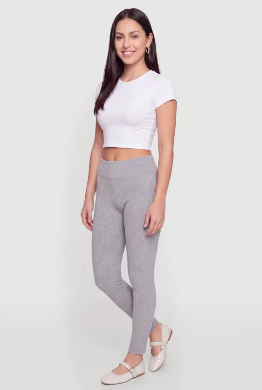 High Waisted Cable Knit Leggings made by Rainbow