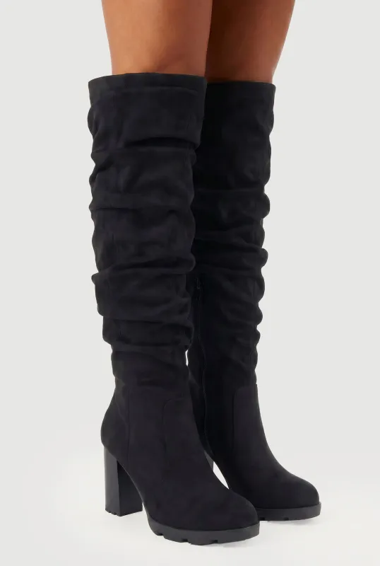 Slouchy Knee High Block Heel Boots made by Rainbow