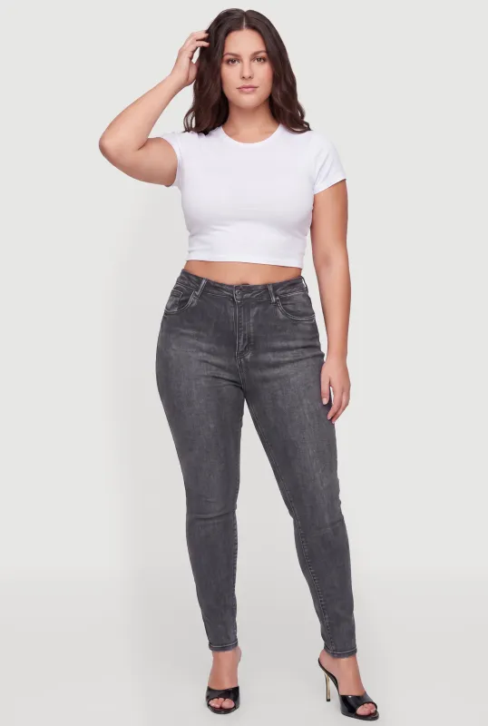Plus Size Acid Wash Skinny Jeans made by Rainbow