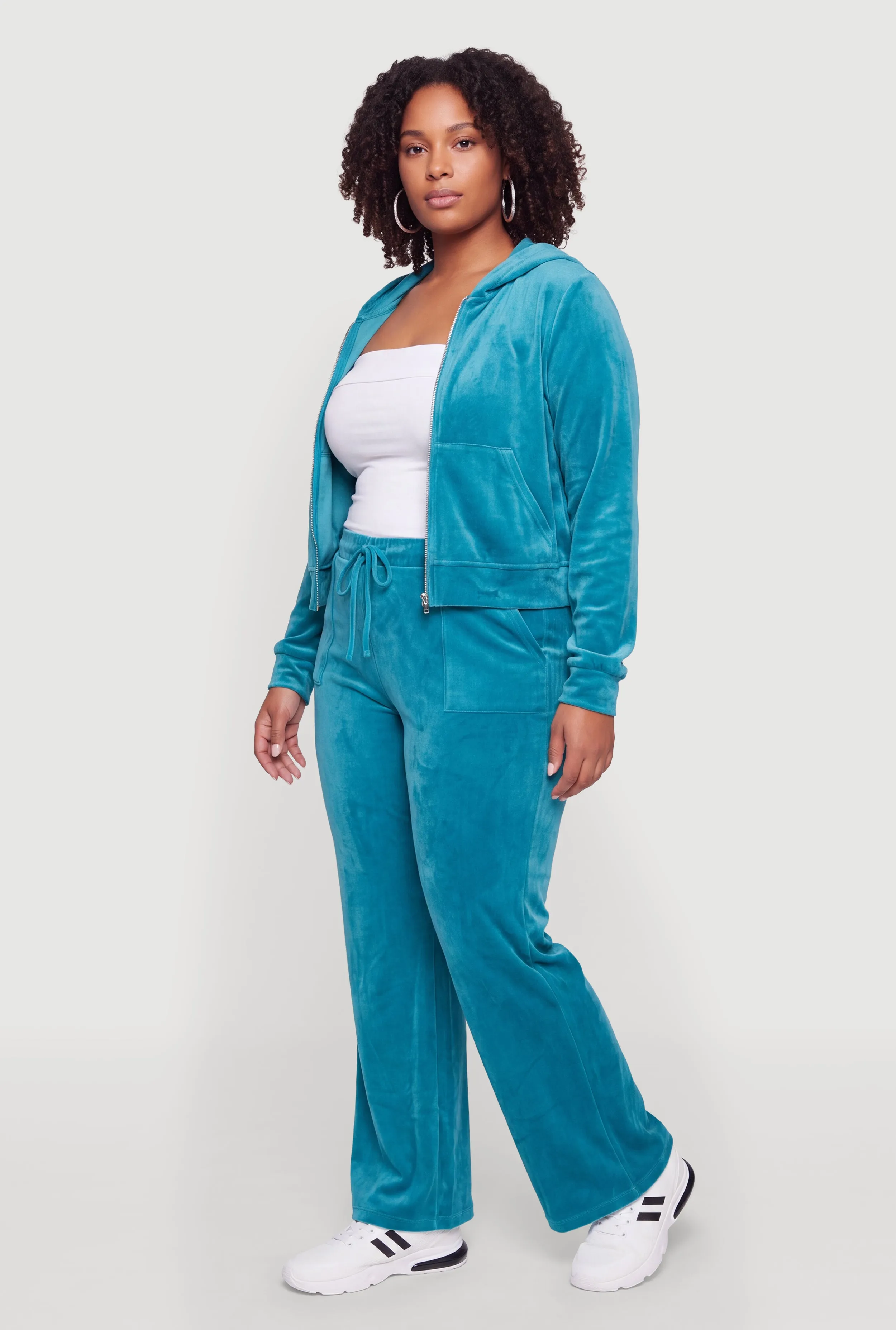 Plus Size Velour Zip Front Hoodie sold by Rainbow product image thumbnail 3
