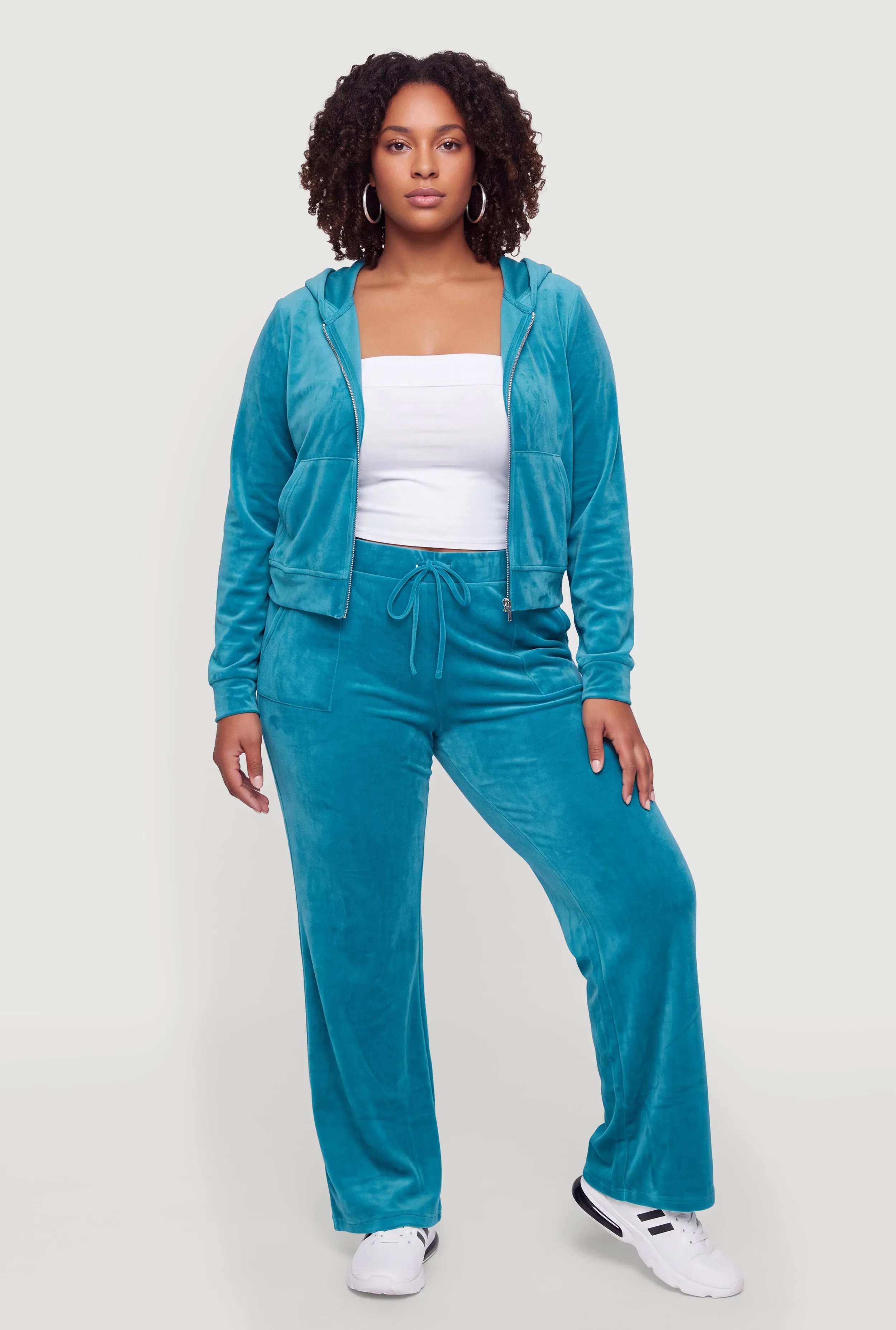 Plus Size Velour Zip Front Hoodie sold by Rainbow product image thumbnail 2