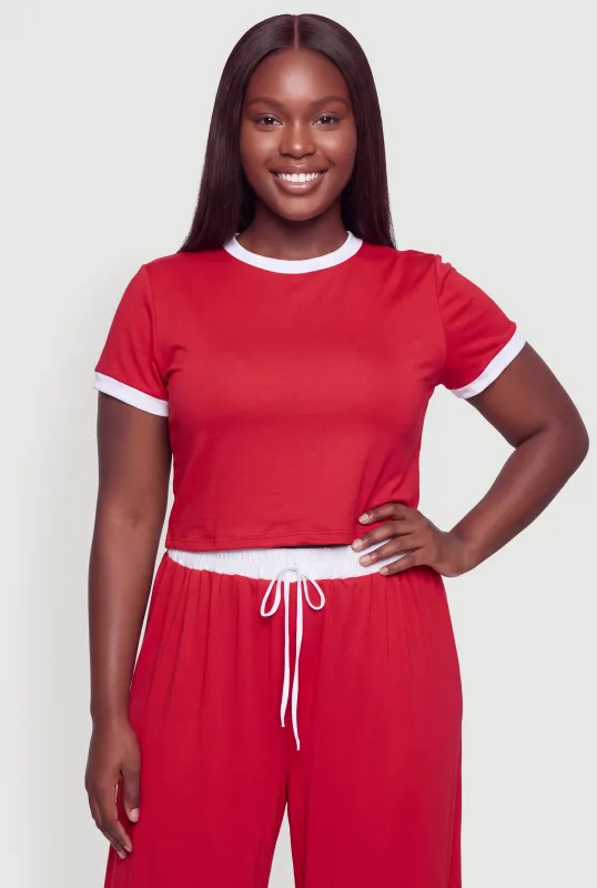 Plus Size Short Sleeve Ringer T-Shirt made by Rainbow