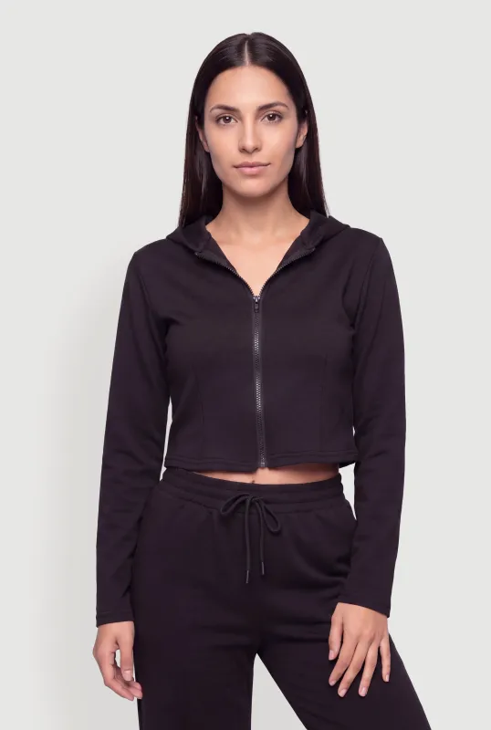 Long Sleeve Zip Up Cropped Hoodie made by Rainbow