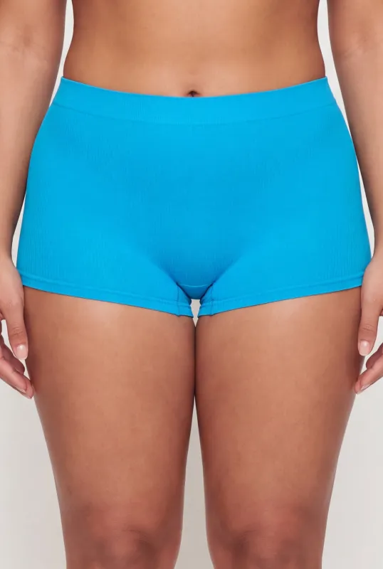 Plus Size Seamless Ribbed Knit Boyshort Panty made by Rainbow