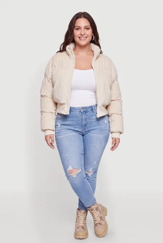 Plus Size Corduroy Puffer Jacket made by Rainbow