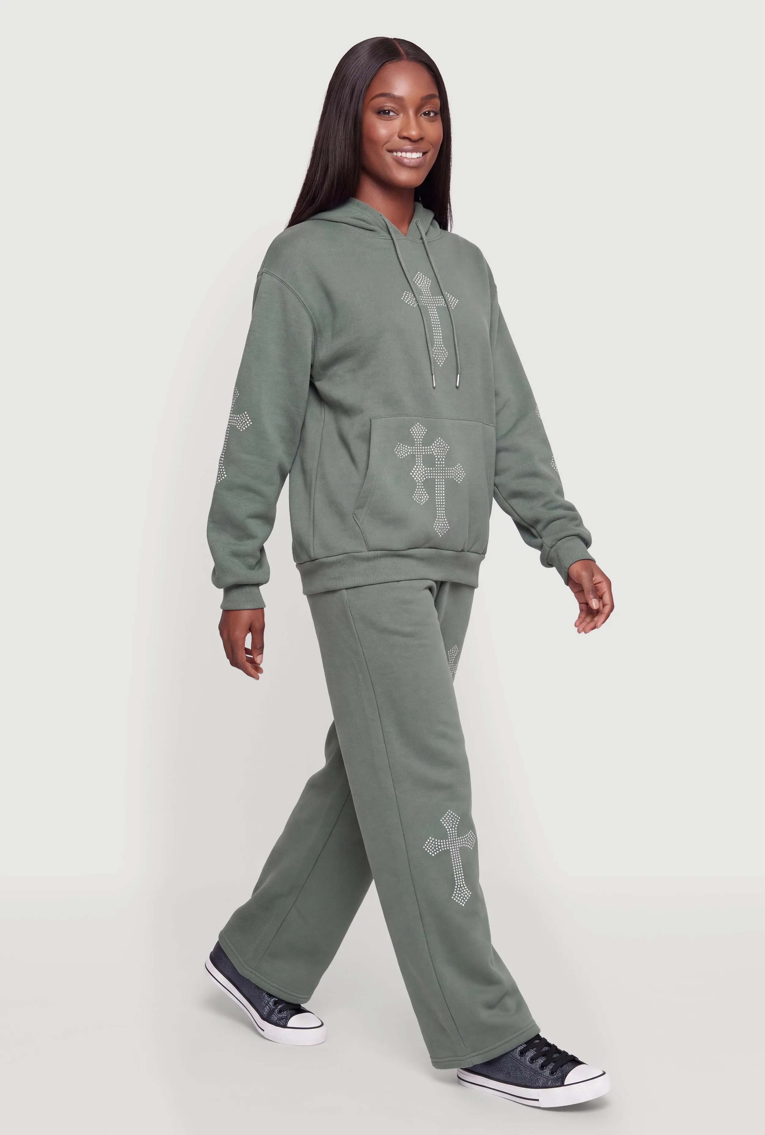 Rhinestone Double Cross Graphic Sweatpants sold by Rainbow product image thumbnail 2