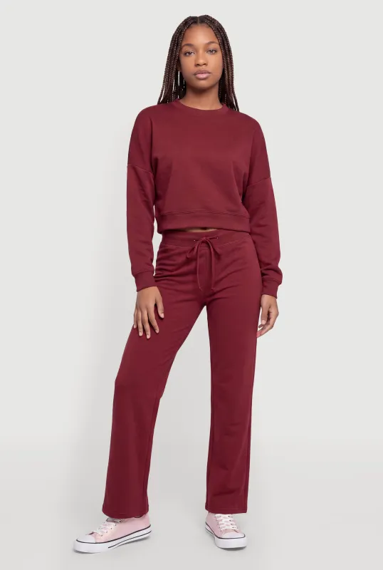Drawstring Waist Solid Sweatpants made by Rainbow