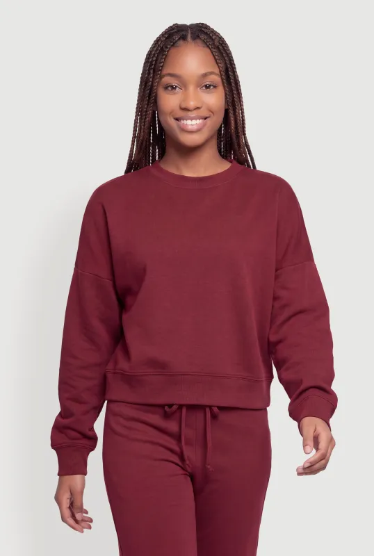 Drop Shoulder Pullover Crop Top made by Rainbow