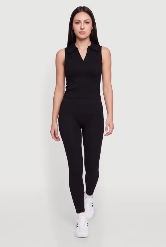 High Waist Seamless Compression Rib Leggings made by Rainbow
