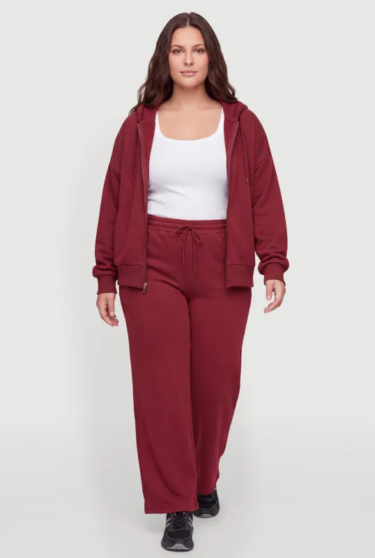 Plus Size Drawstring Waist Wide Leg Basic Sweatpants made by Rainbow